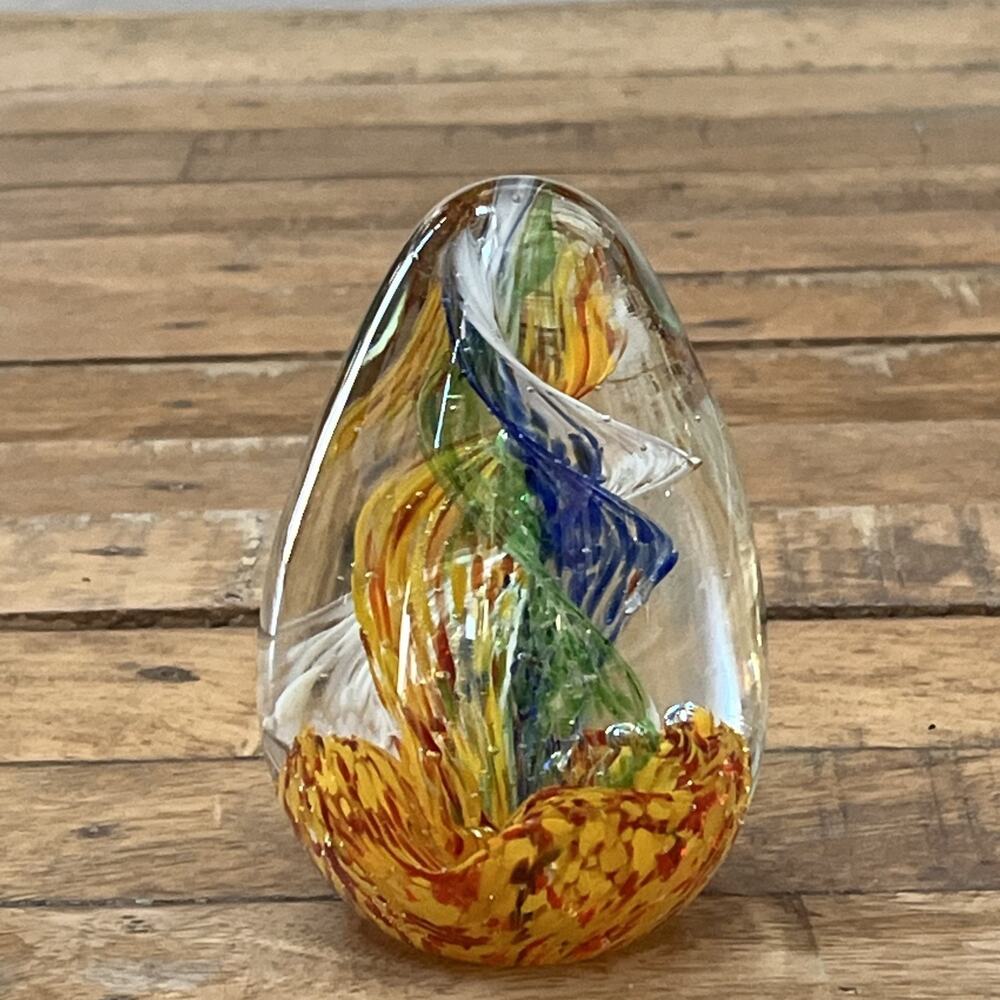Joska Design Silberberg Kristall Paperweight Glass Art Triple Swirl 4.75”